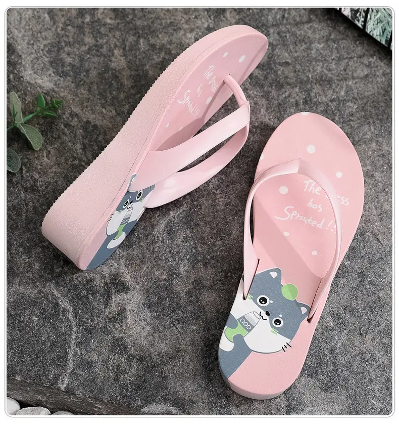Women's Black Plastic Wedge Flip Flops Summer Beach — feature 25