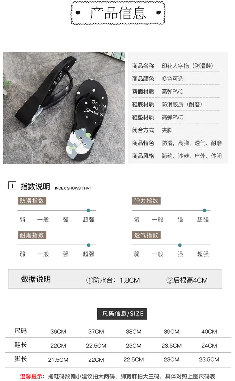 Women's Black Plastic Wedge Flip Flops Summer Beach — feature 5