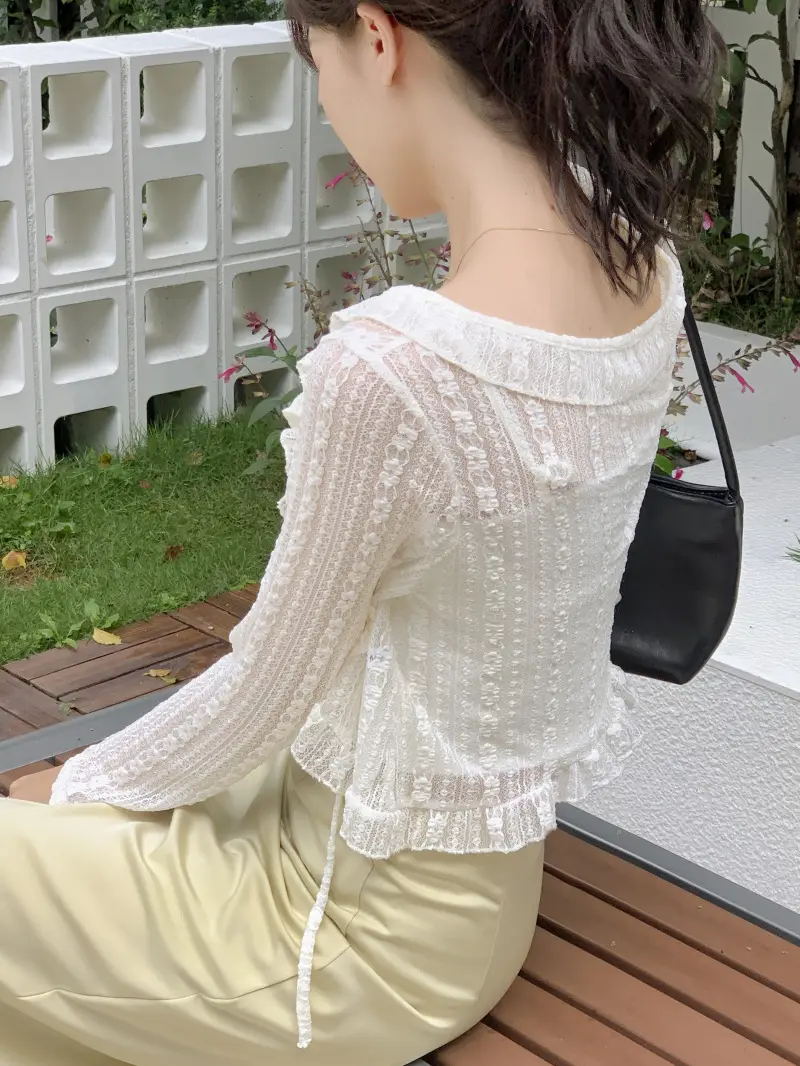 Women's White Lace Cardigan Sun Protection Shawl Skirt Set — feature 17