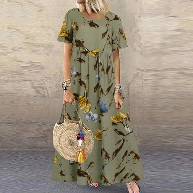Women's 2024 Floral Print Dress Short Sleeve Round Neck — feature 8