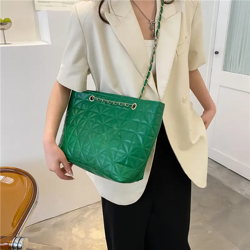 Rhombic Quilted Tan Shoulder Bag for Women - Image 6