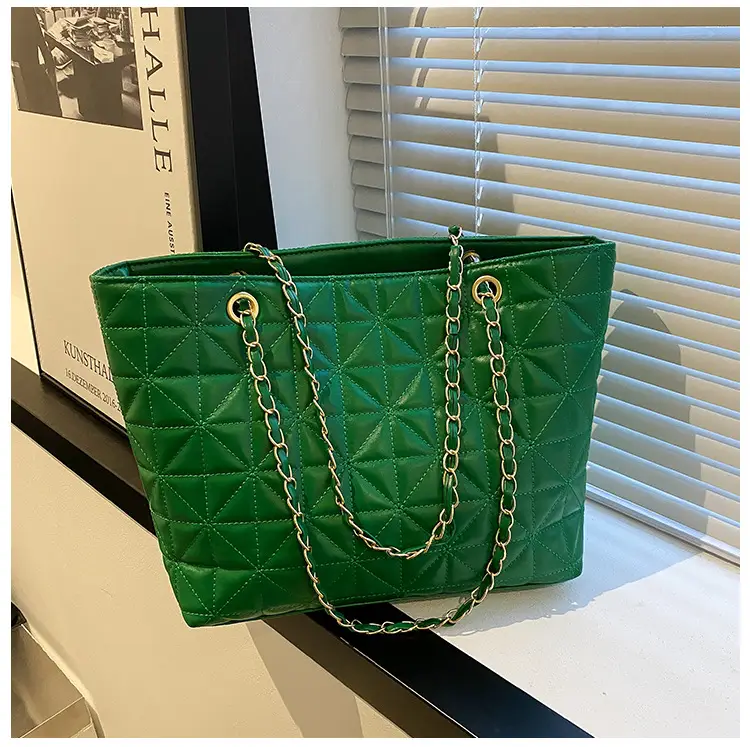 Rhombic Quilted Tan Shoulder Bag for Women - Image 3