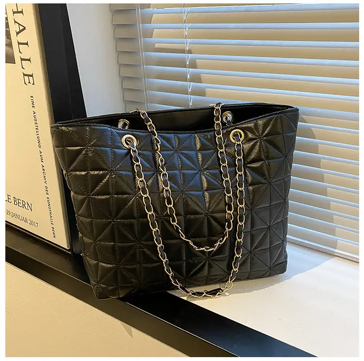 Rhombic Quilted Tan Shoulder Bag for Women - Image 4