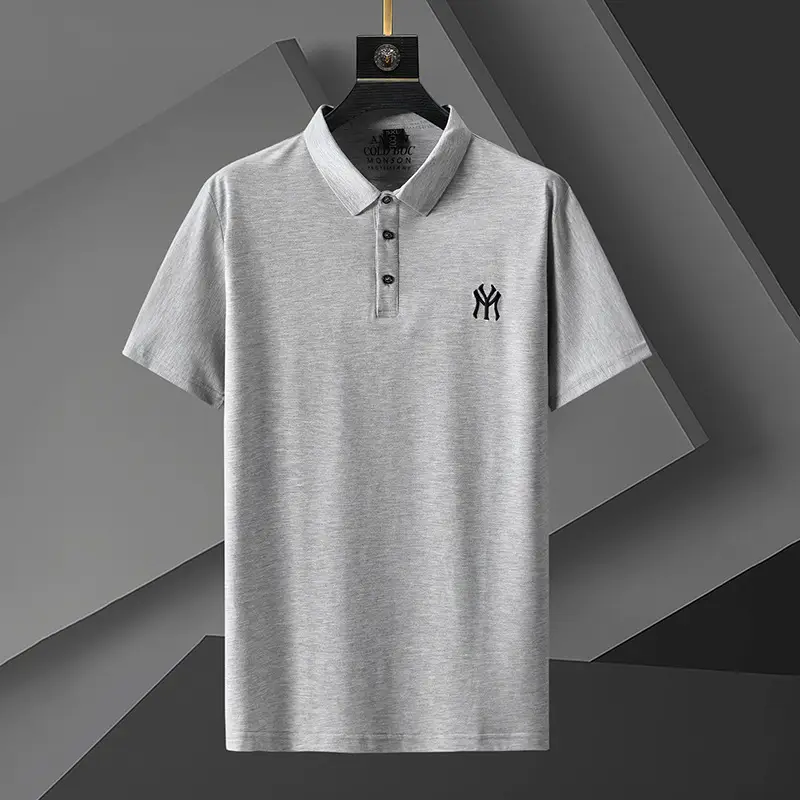 Men Grey Polo Shirt with Logo Large Size