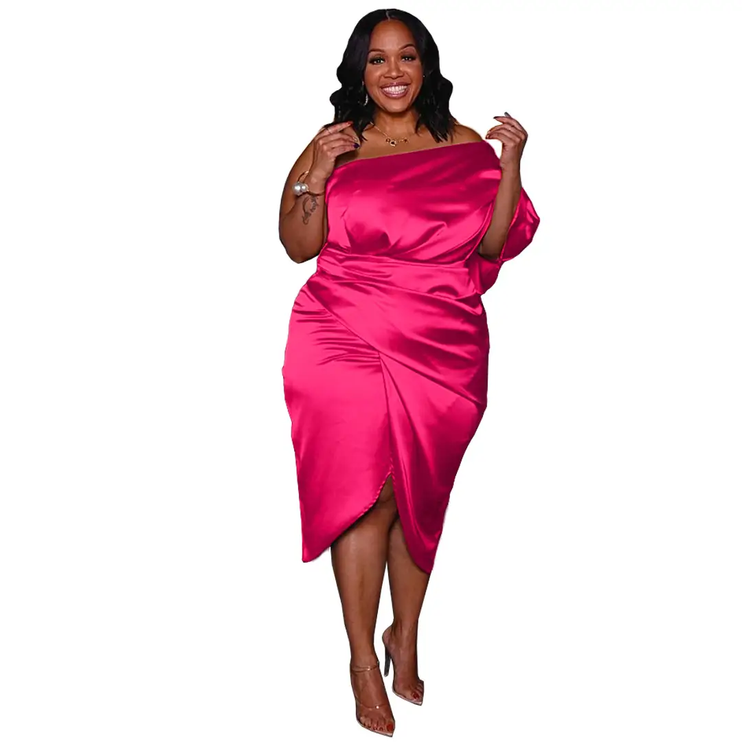 Large Size Women's Pink Pleated Zipper Nightwear - Image 2