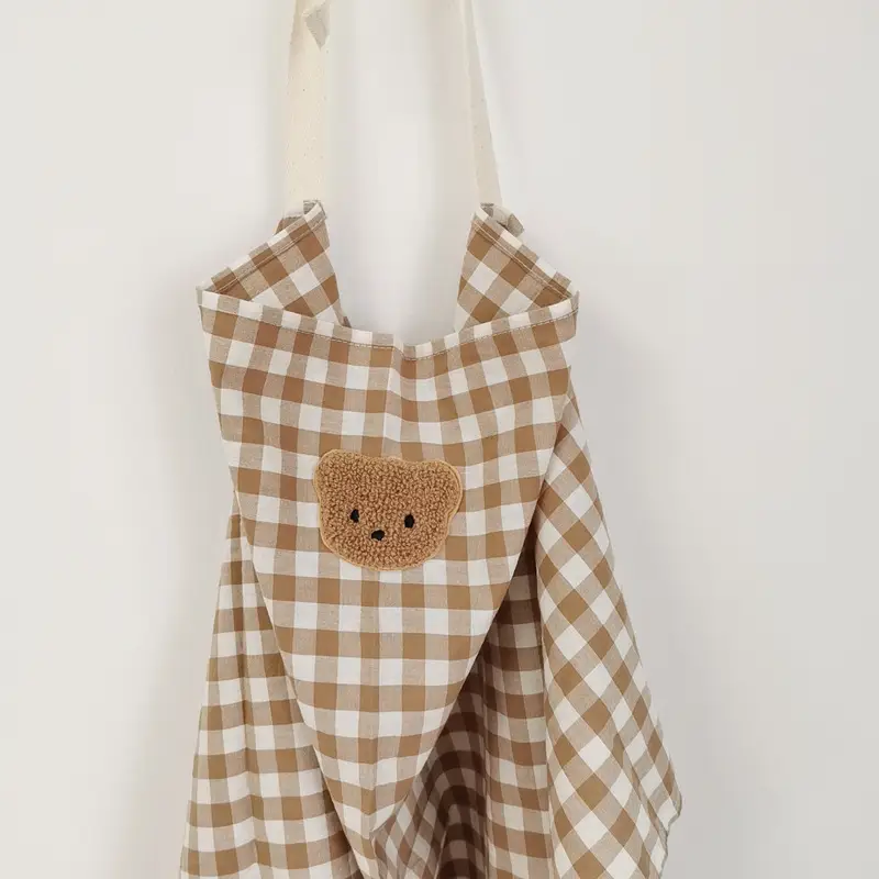 Baby Breastfeeding Towel Gingham Embroidered Covering Towel - Image 8