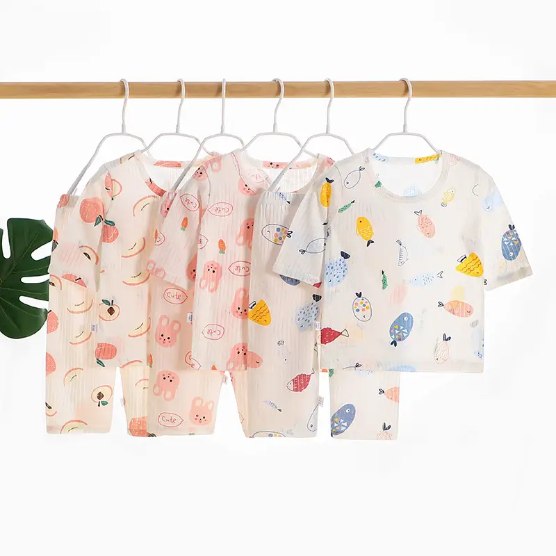 Kids Cotton Pajamas White Dinosaur Print 1-6Y - Image 2