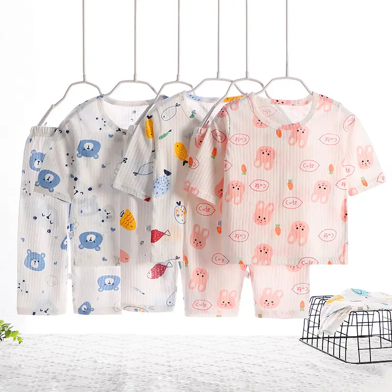 Kids Cotton Pajamas White Dinosaur Print 1-6Y - Image 3