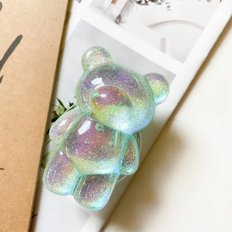 Bear bracket-laser glitter-light green