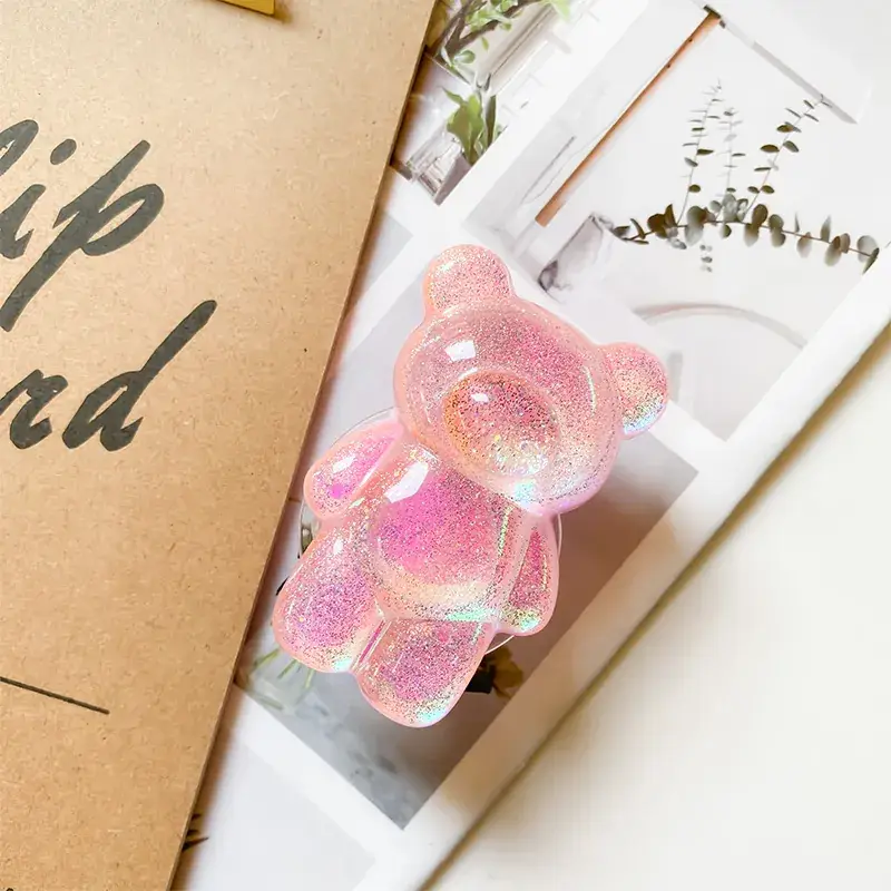 Bear bracket-laser glitter-pink
