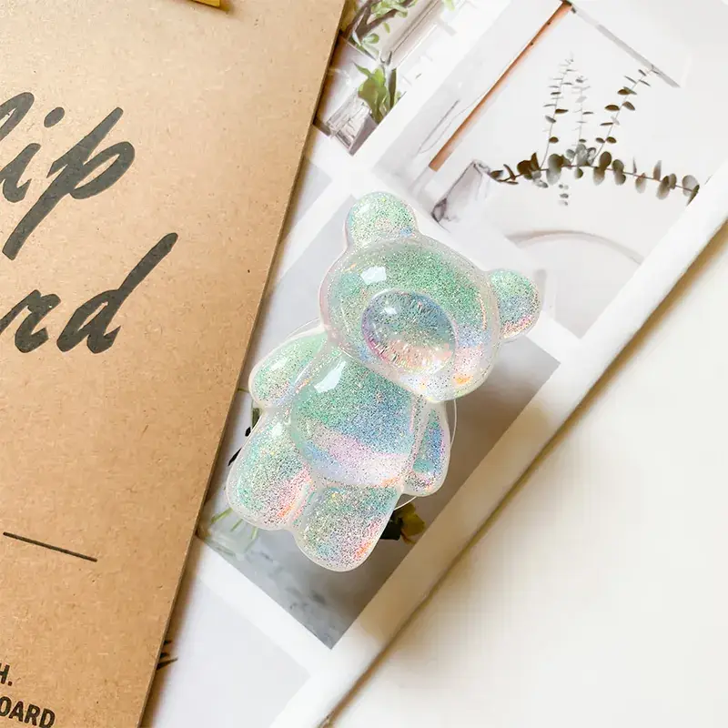 Bear bracket-laser glitter-White