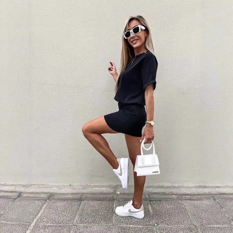 Women White Short Sleeve Hip Pencil Casual Dress Summer - Image 6