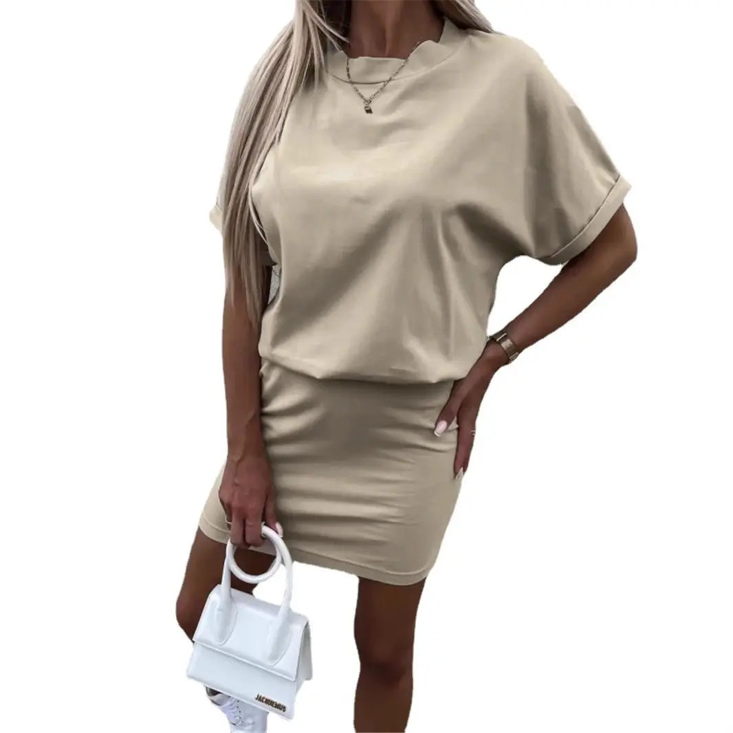 Women White Short Sleeve Hip Pencil Casual Dress Summer - Image 8