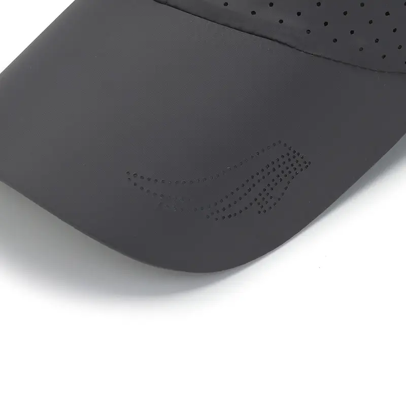 Men's Black Perforated Baseball Cap with Buckle - Image 7