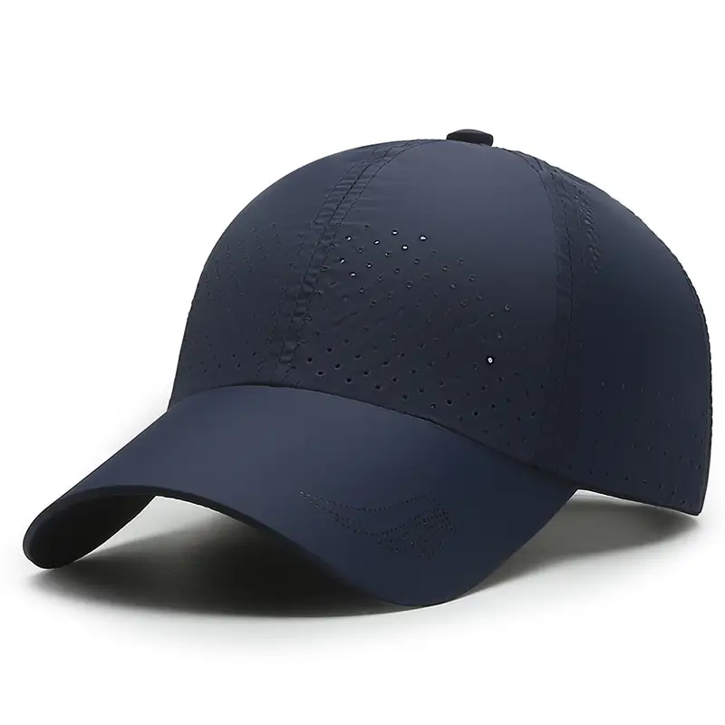 Men's Black Perforated Baseball Cap with Buckle - Image 3