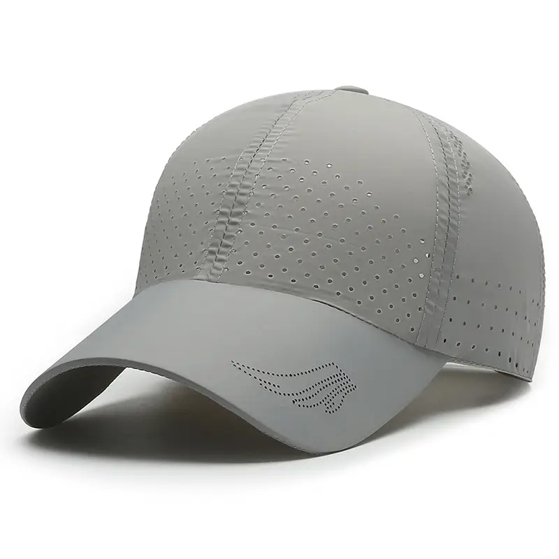 Men's Black Perforated Baseball Cap with Buckle - Image 5