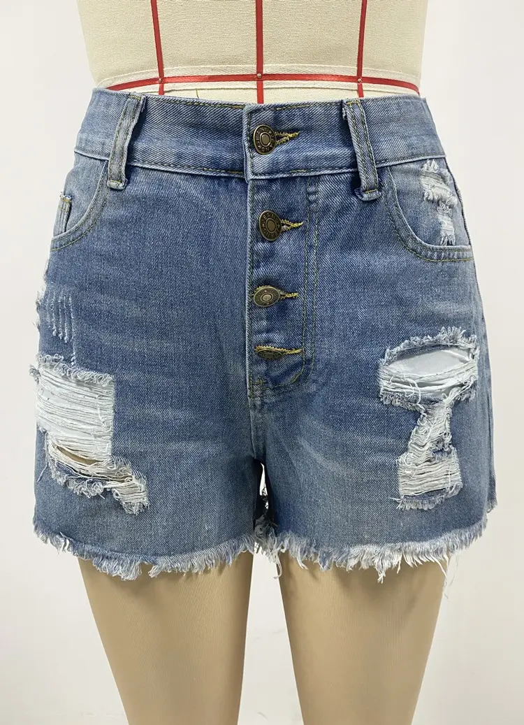 Women Ripped Wash Denim Shorts 2025 Cross Border — feature 10