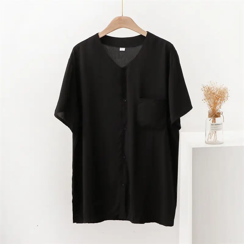 Men Cotton Silk T-Shirt with Pocket Blue White Dark Blue - Image 2