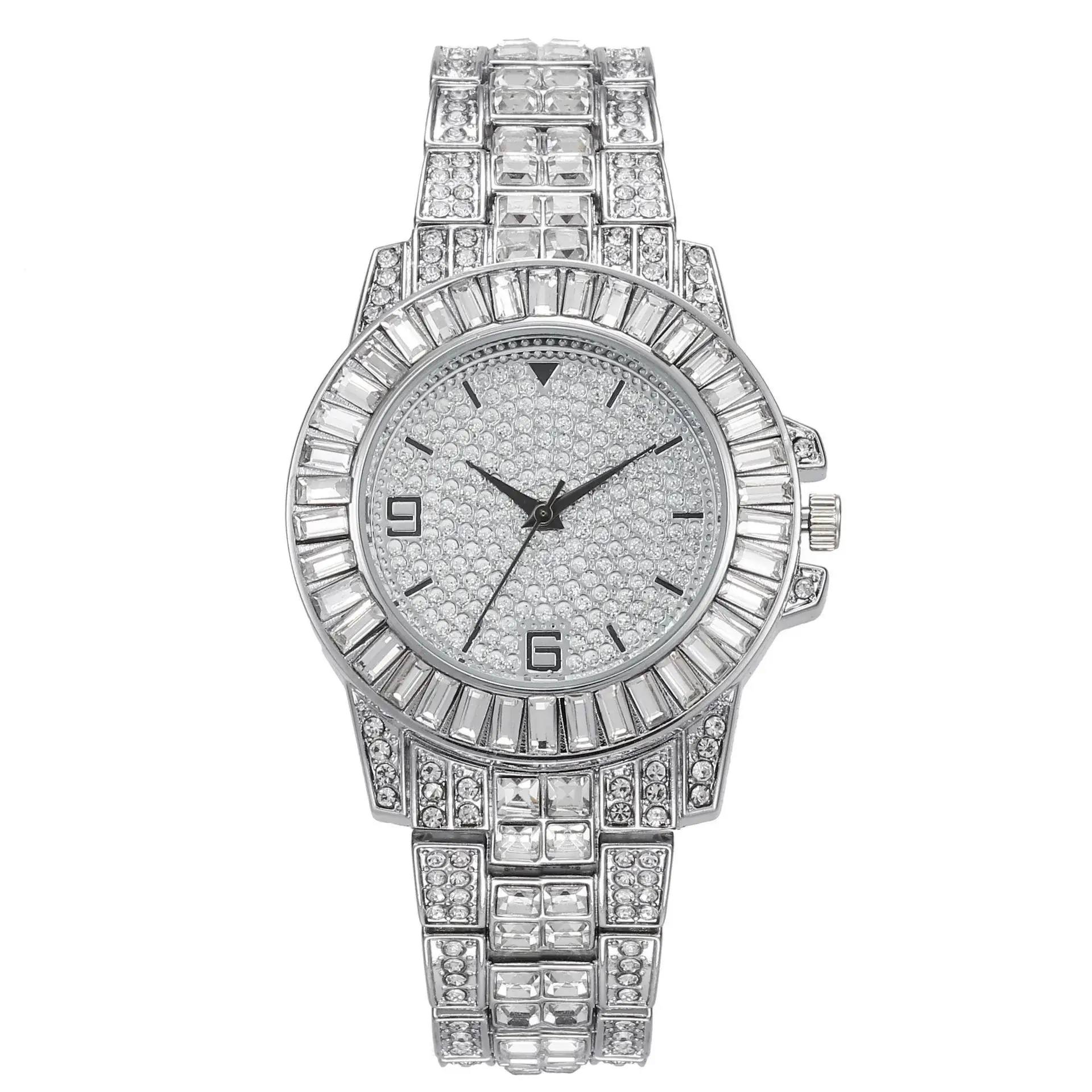 Luxury Diamond-Embedded Women's Watch with Alloy Steel Belt - Image 3