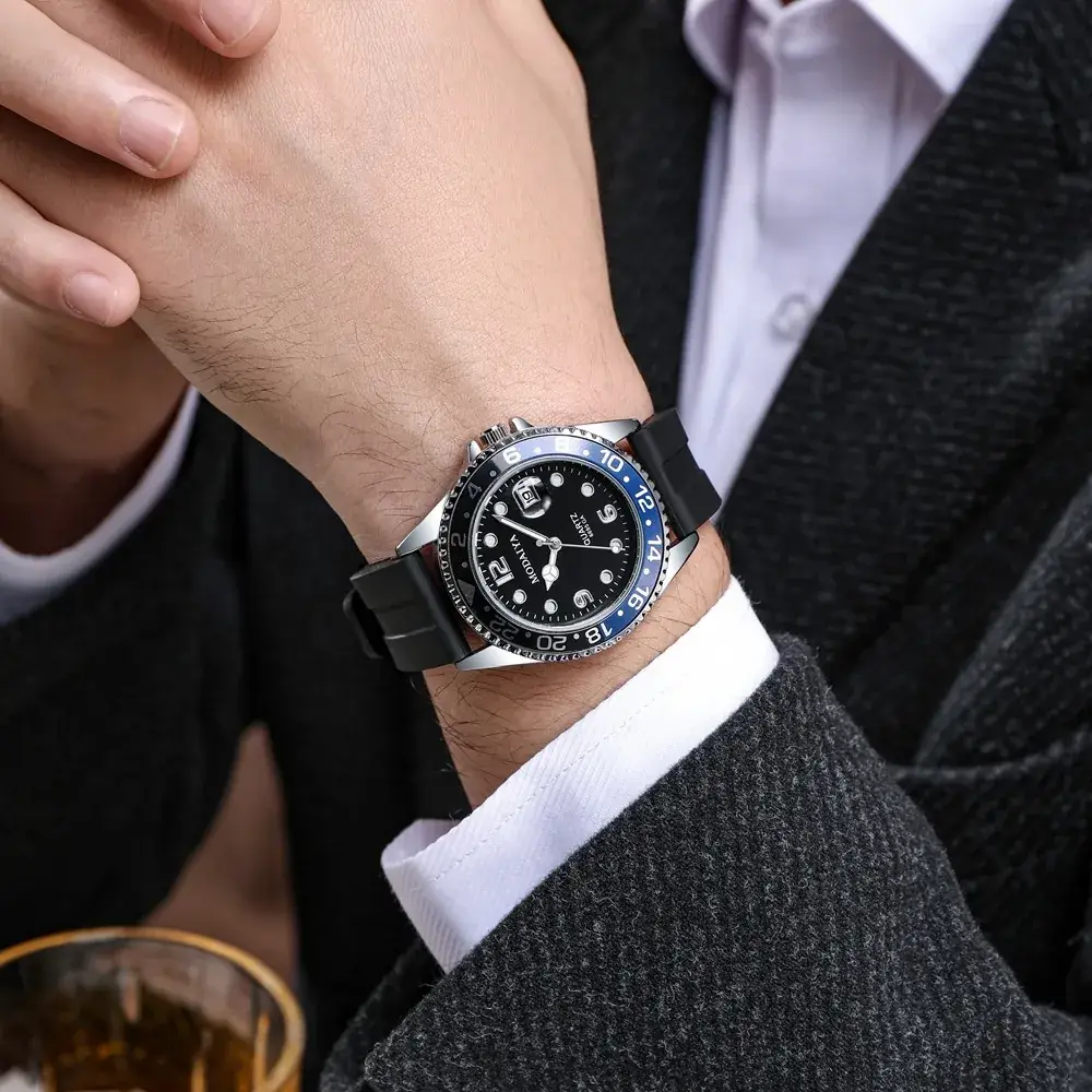 Men's Water Resistant Silicone Strap Watch with Red Dial - Image 6