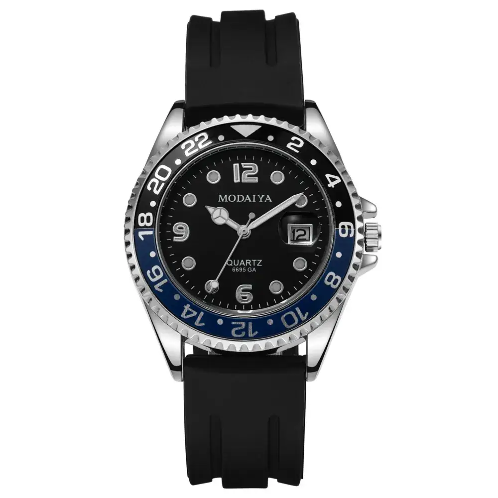 Men's Water Resistant Silicone Strap Watch with Red Dial - Image 2