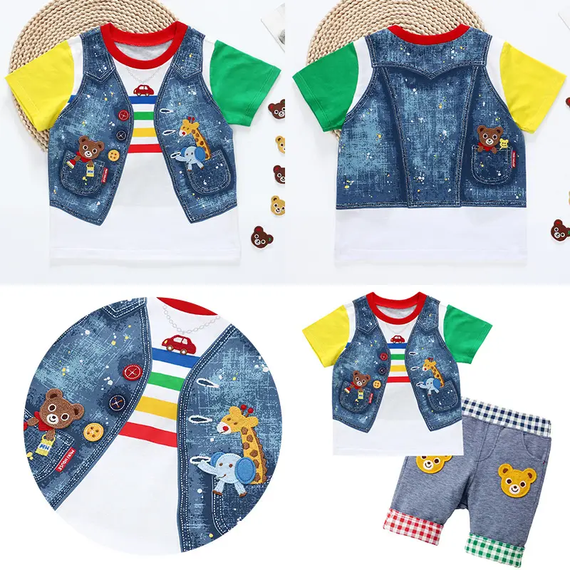 Japanese Style Cartoon Bear T-Shirt for Boys Summer