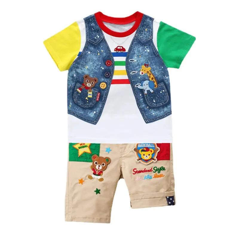 Japanese Style Cartoon Bear T-Shirt for Boys Summer