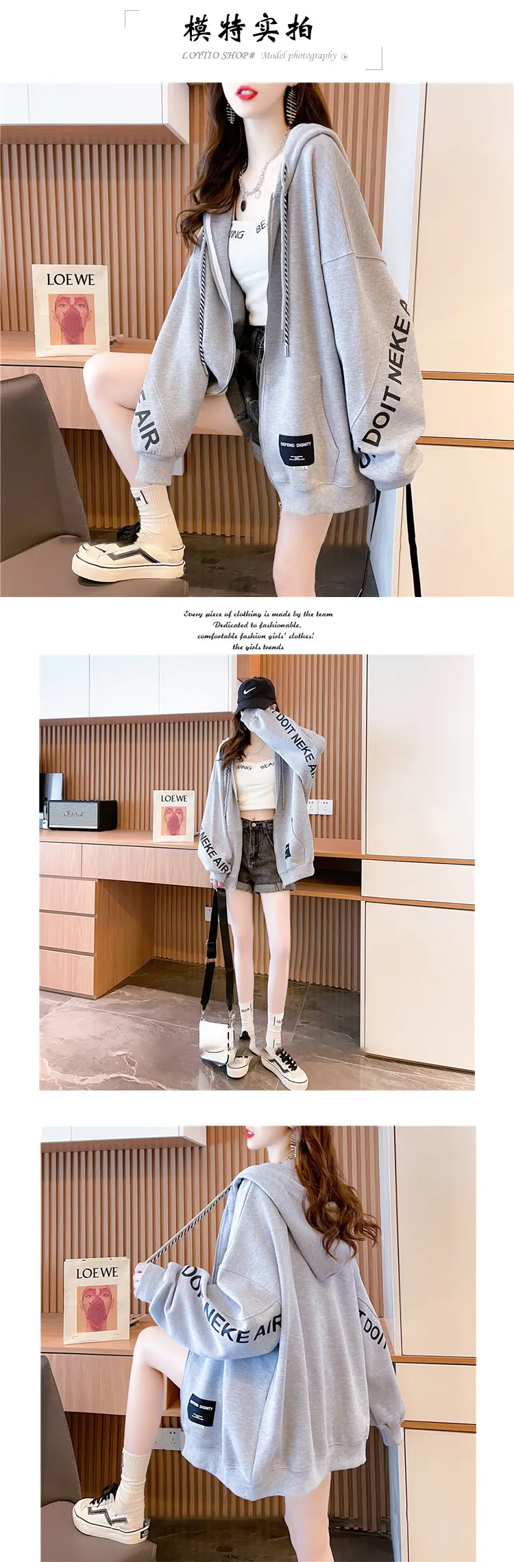 Women Velvet Letter Hoodie Black Long Sleeve — feature 4