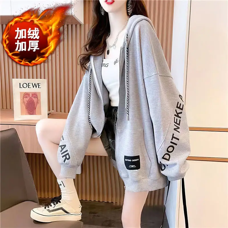 Women Velvet Letter Hoodie Black Long Sleeve - Image 3