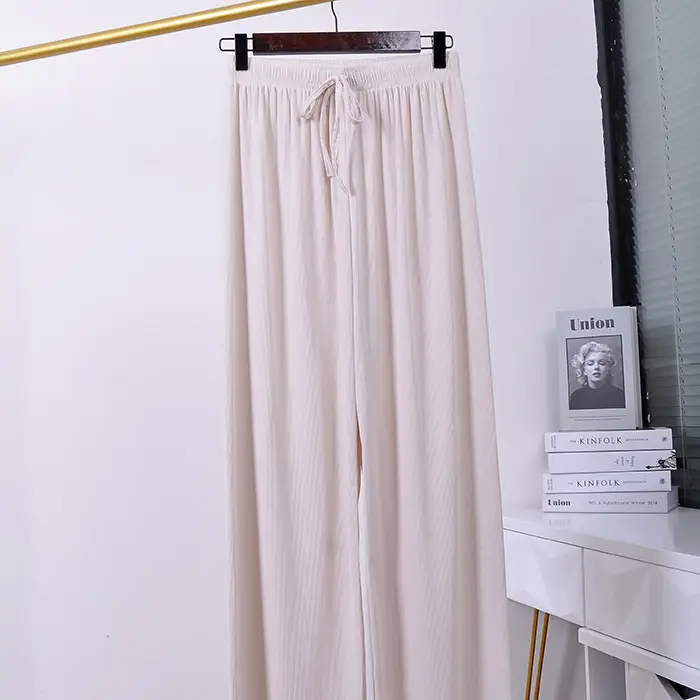 Plus Size Ice Silk Wide Leg Pants Gray - Image 12
