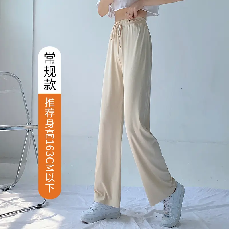 Plus Size Ice Silk Wide Leg Pants Gray - Image 4