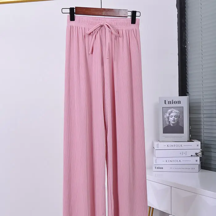 Plus Size Ice Silk Wide Leg Pants Gray - Image 7