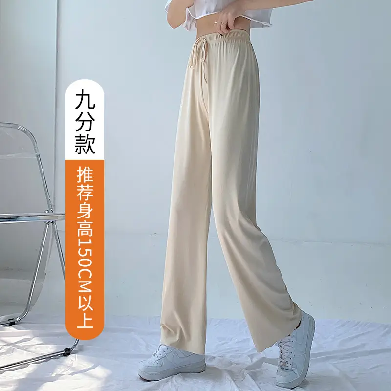 Plus Size Ice Silk Wide Leg Pants Gray - Image 8