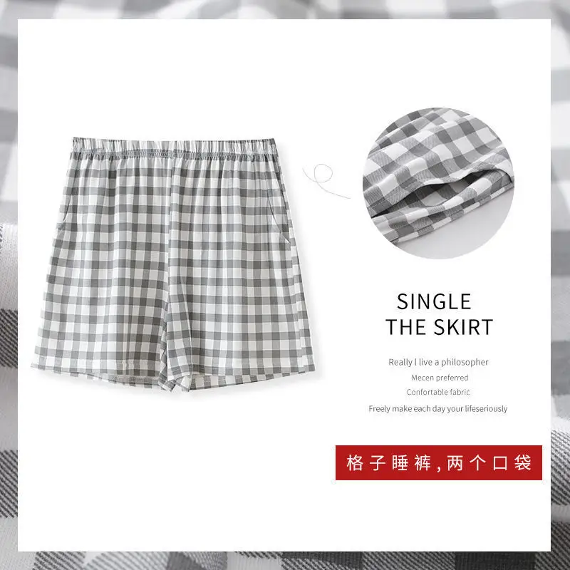 Women Black White Checkered Shorts Thin Cotton Casual - Image 4