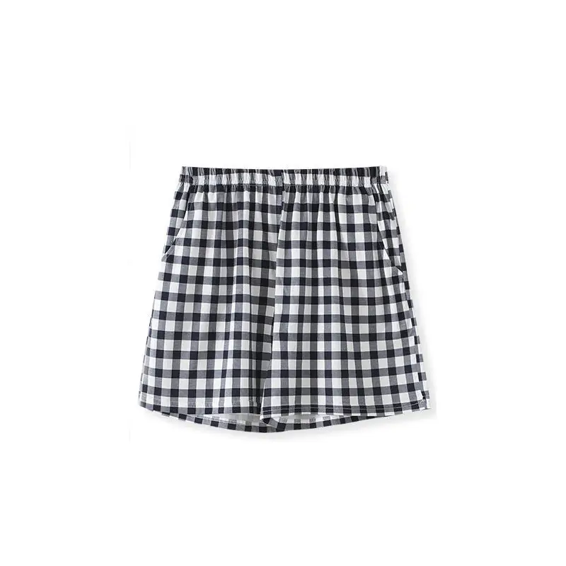 Women Black White Checkered Shorts Thin Cotton Casual - Image 6