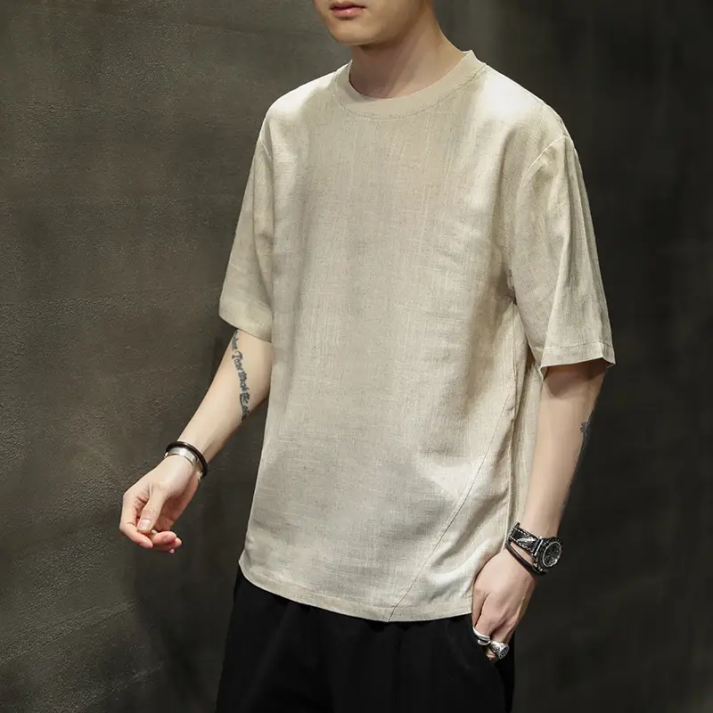 Men Ice Silk Short Sleeve T-Shirt Black Large - Image 4