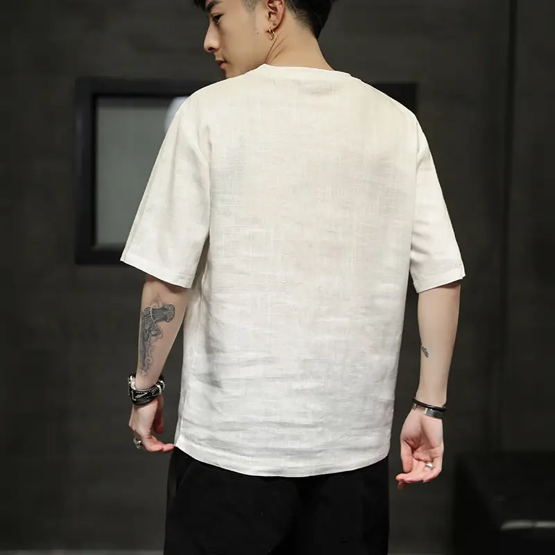 Men Ice Silk Short Sleeve T-Shirt Black Large - Image 6