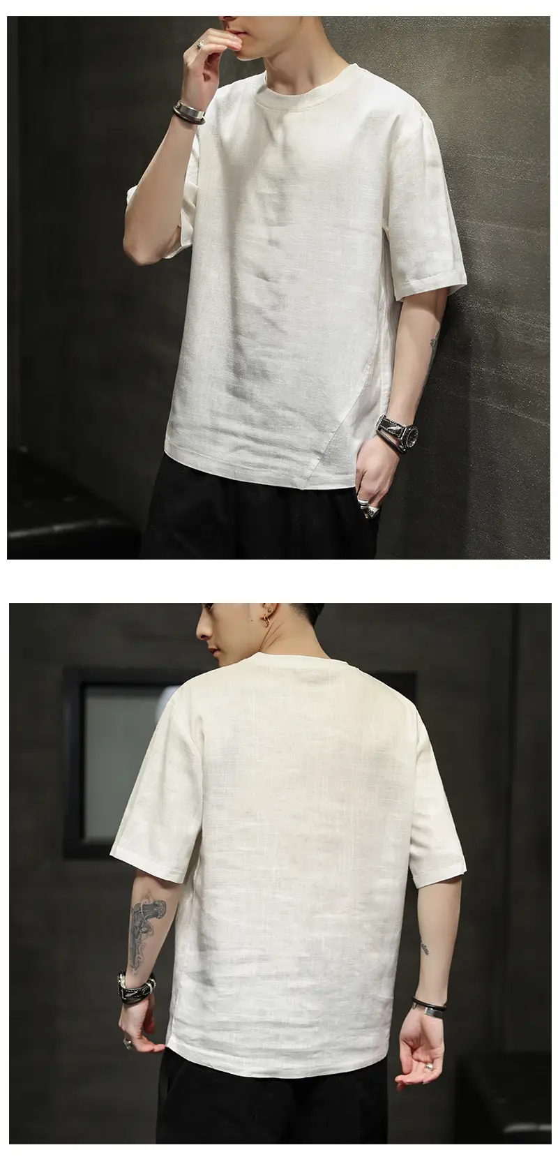 Men Ice Silk Short Sleeve T-Shirt Black Large — feature 11