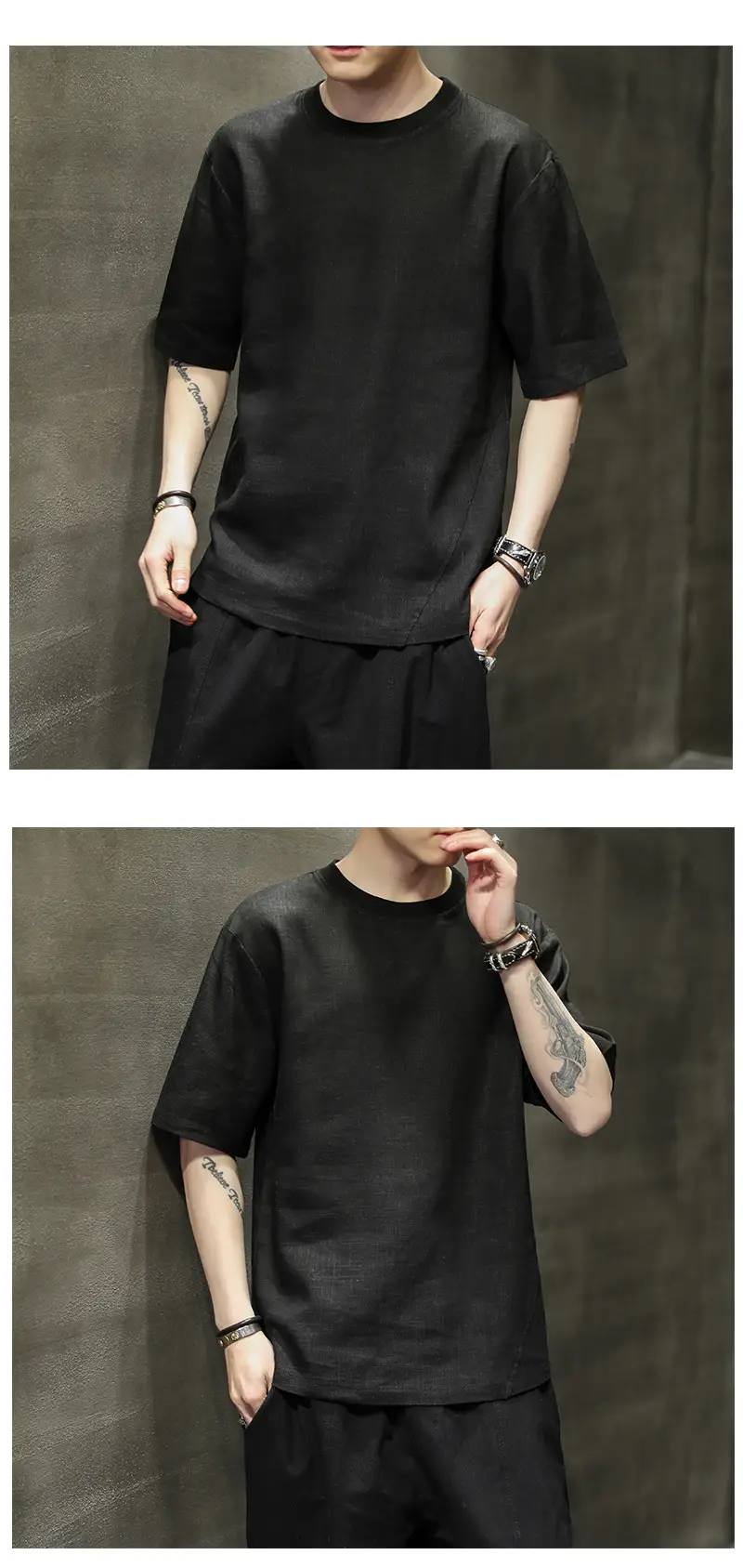 Men Ice Silk Short Sleeve T-Shirt Black Large — feature 15
