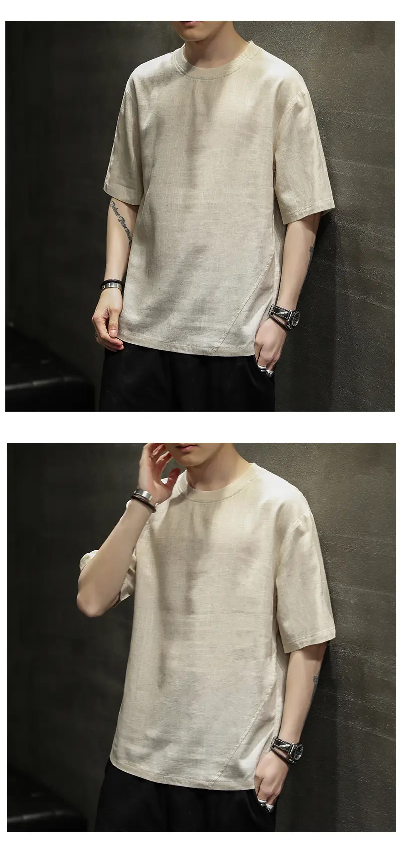 Men Ice Silk Short Sleeve T-Shirt Black Large — feature 7