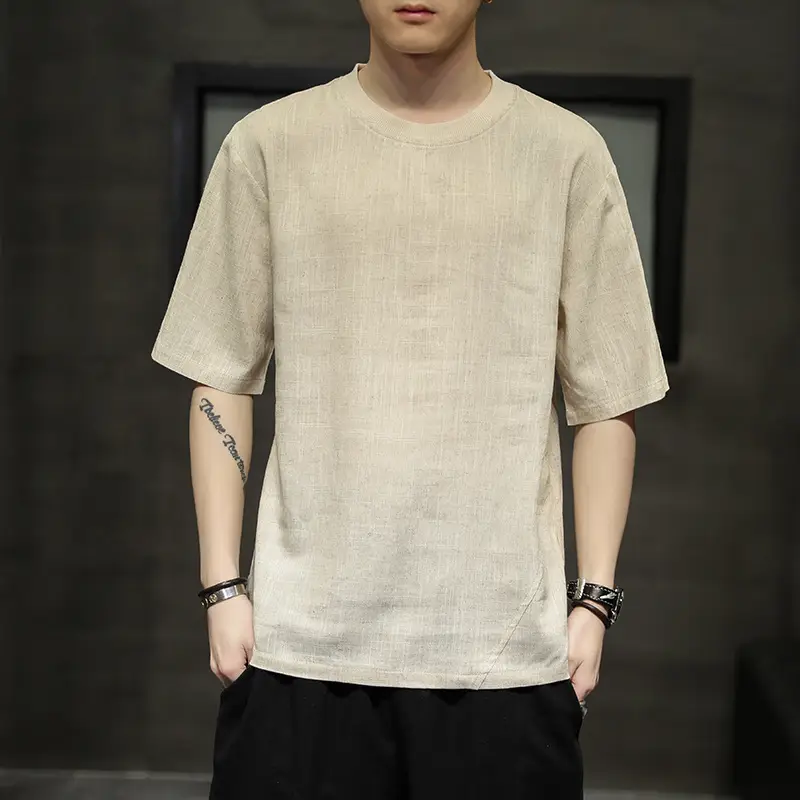 Men Ice Silk Short Sleeve T-Shirt Black Large - Image 3