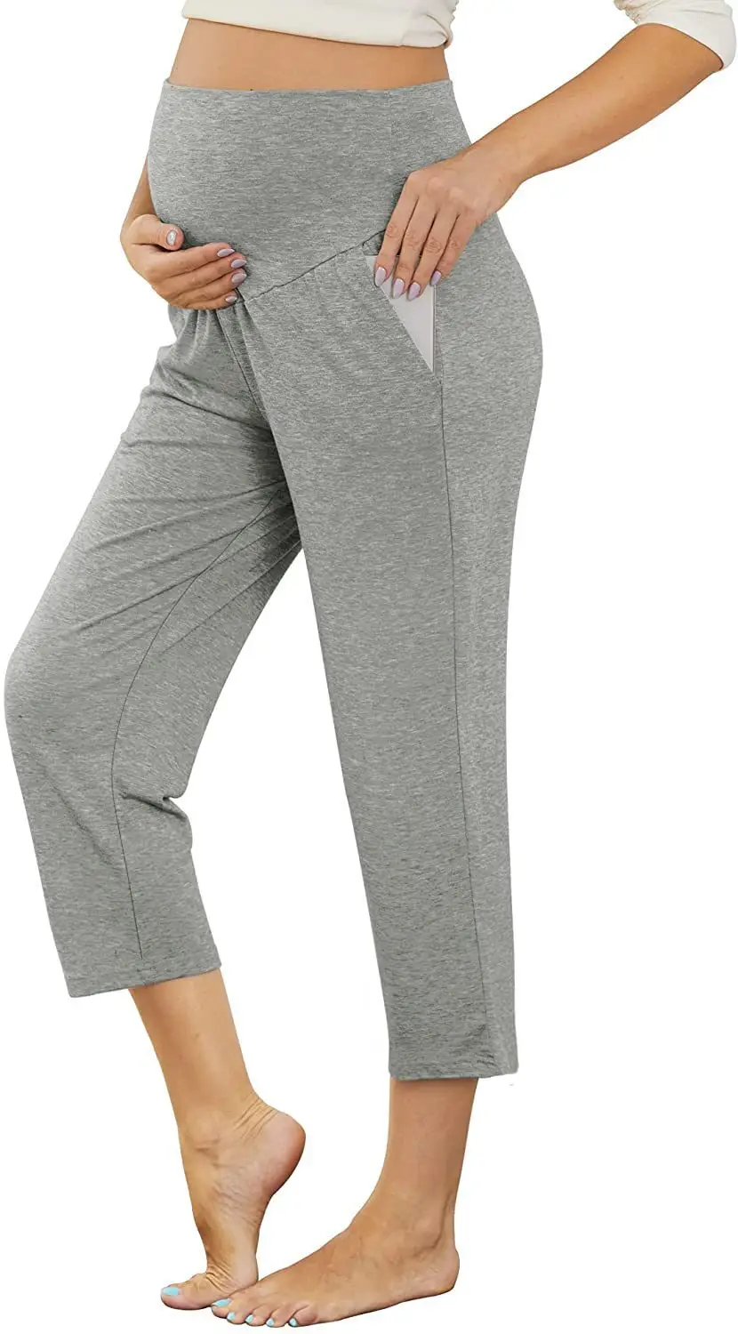 Pregnant Women's Grey Capri Pants Summer Leggings - Image 6