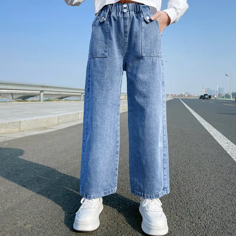 Girls Wide Leg Jeans Spring Autumn Loose Fit Pants - Image 3