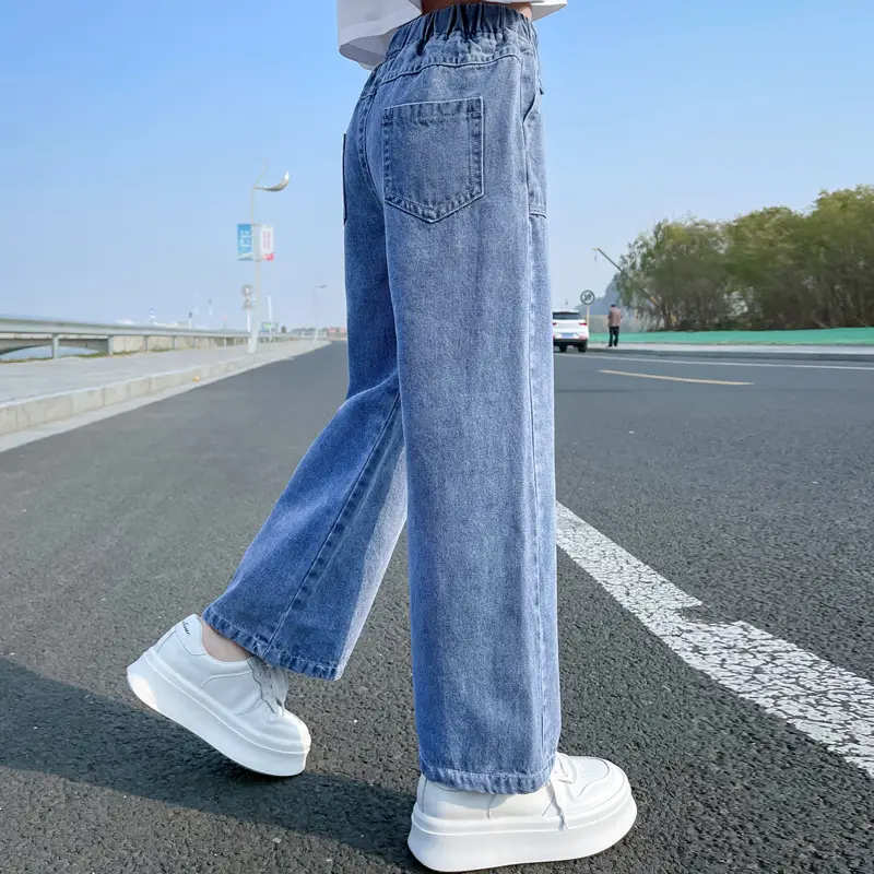 Girls Wide Leg Jeans Spring Autumn Loose Fit Pants - Image 4