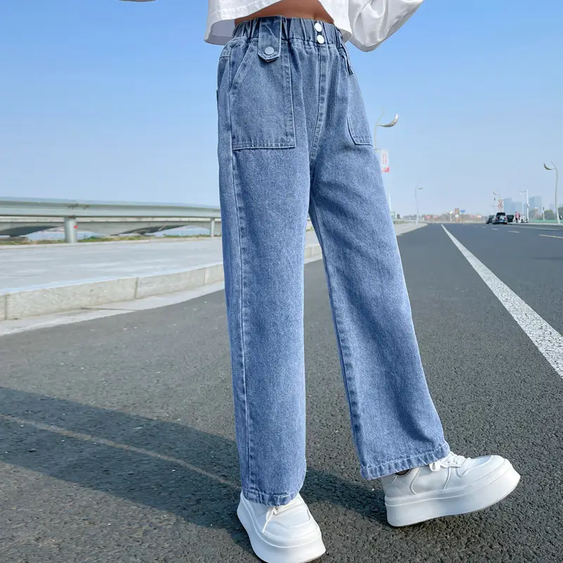 Girls Wide Leg Jeans Spring Autumn Loose Fit Pants - Image 5