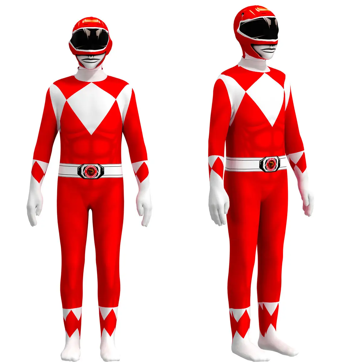 Children's Red White Ranger Cosplay Suit Halloween - Image 2