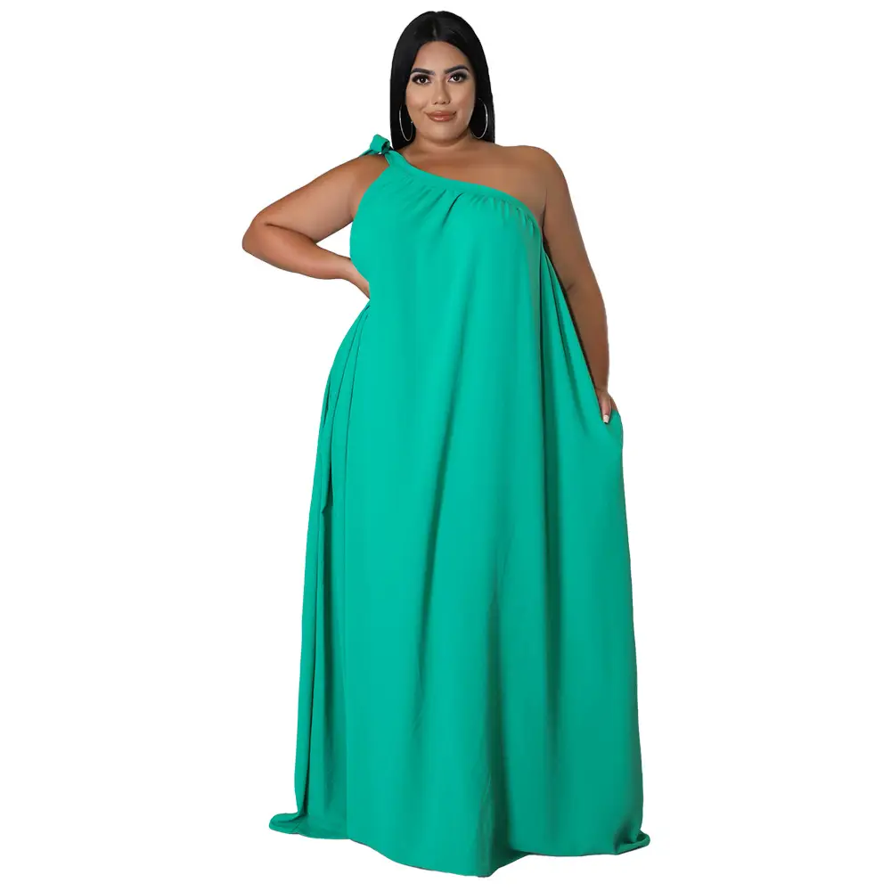 Green Sleeveless Backless Dress for Plus Size Women