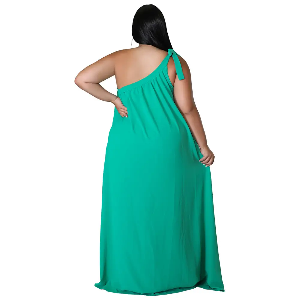 Green Sleeveless Backless Dress for Plus Size Women