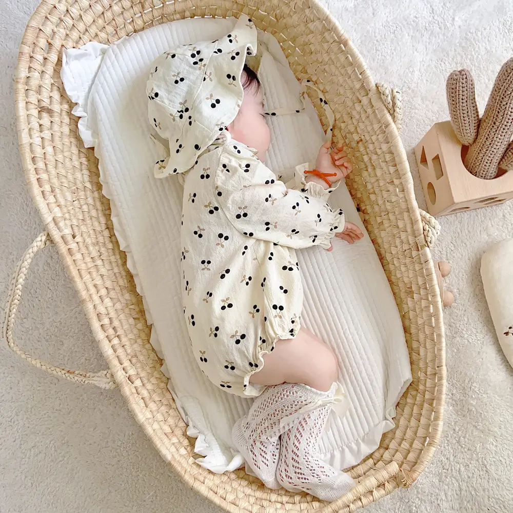 Newborn Baby Cotton Jumpsuit with Hat & Gloves - Image 4