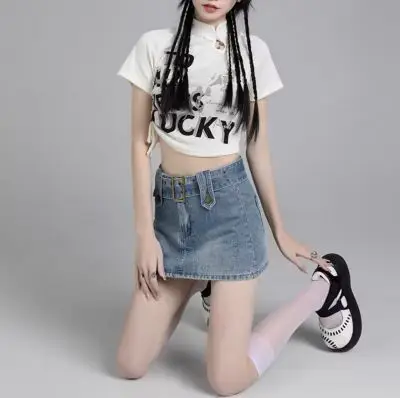 Women Denim Retro High Waist Skirt 2025 - Image 3